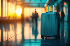 A piece of luggage sits alone on the floor.
